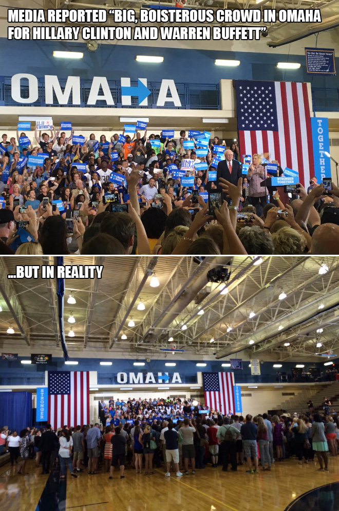 Big, boisterous crowd in Omaha for Hillary Clinton and Warren Buffett.