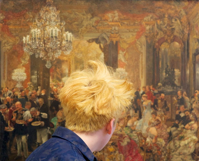 Hair perfectly blending in a painting.