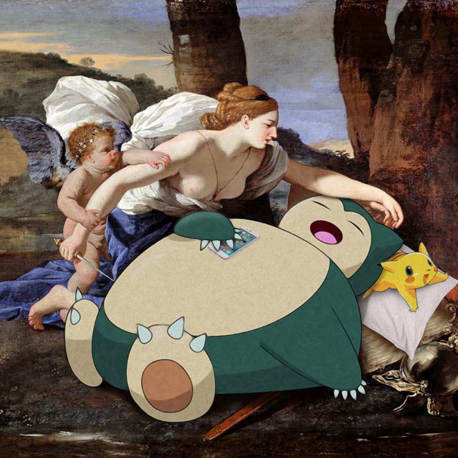 Pokemon mashed up with a classic painting.