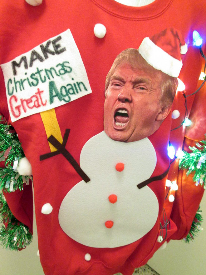 Ugly Trump Christmas sweater.