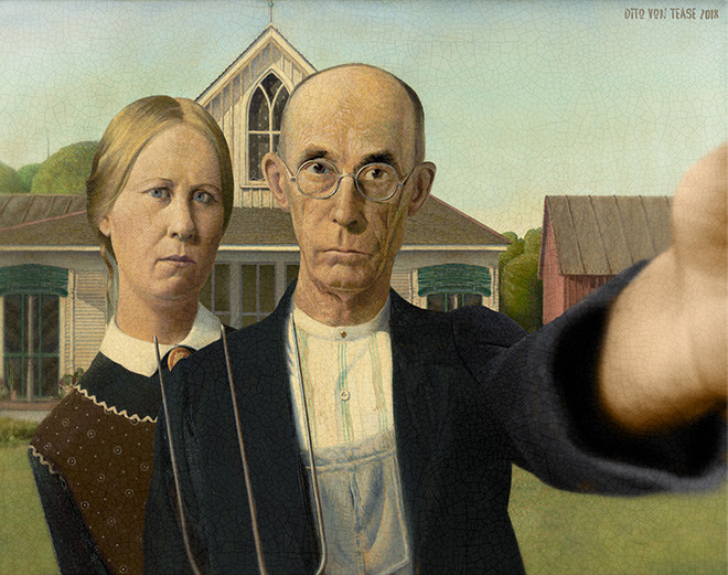 American Gothic selfie.