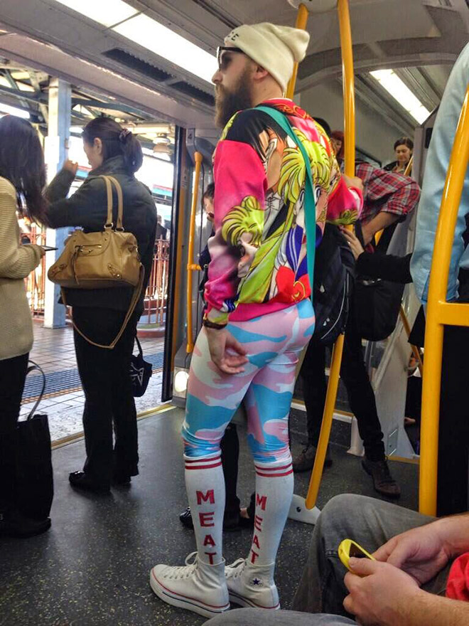 Hipster fashion on public display.