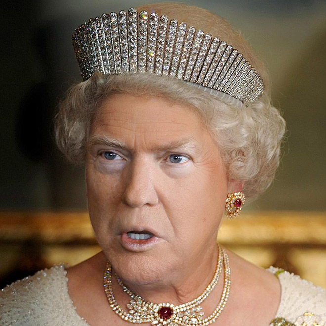 Trump photoshopped as Queen.