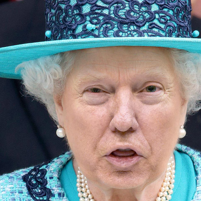 Trump photoshopped as Queen.