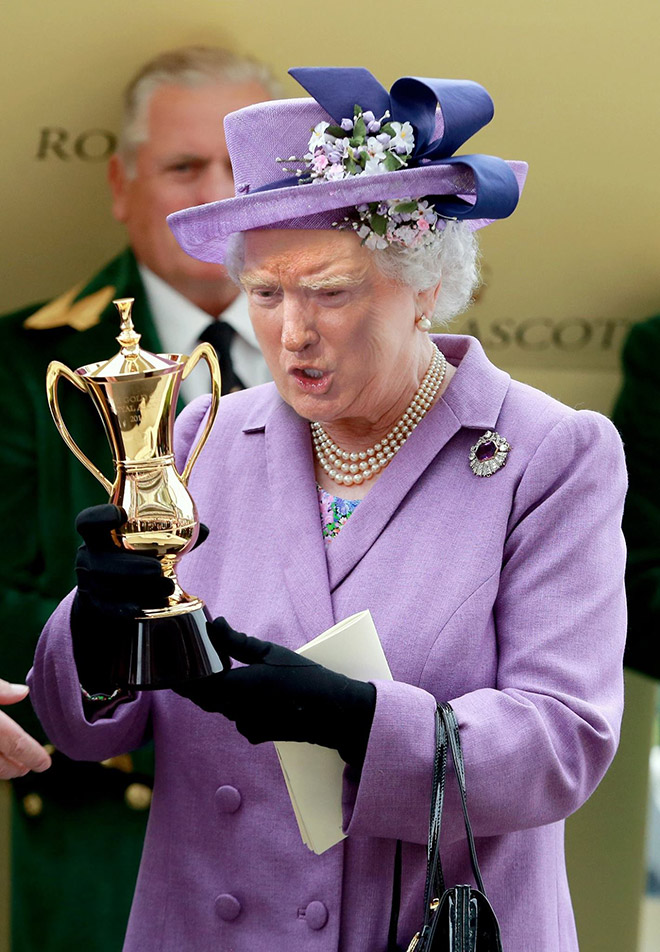 Trump photoshopped as Queen.