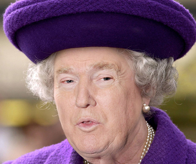 Trump photoshopped as Queen.