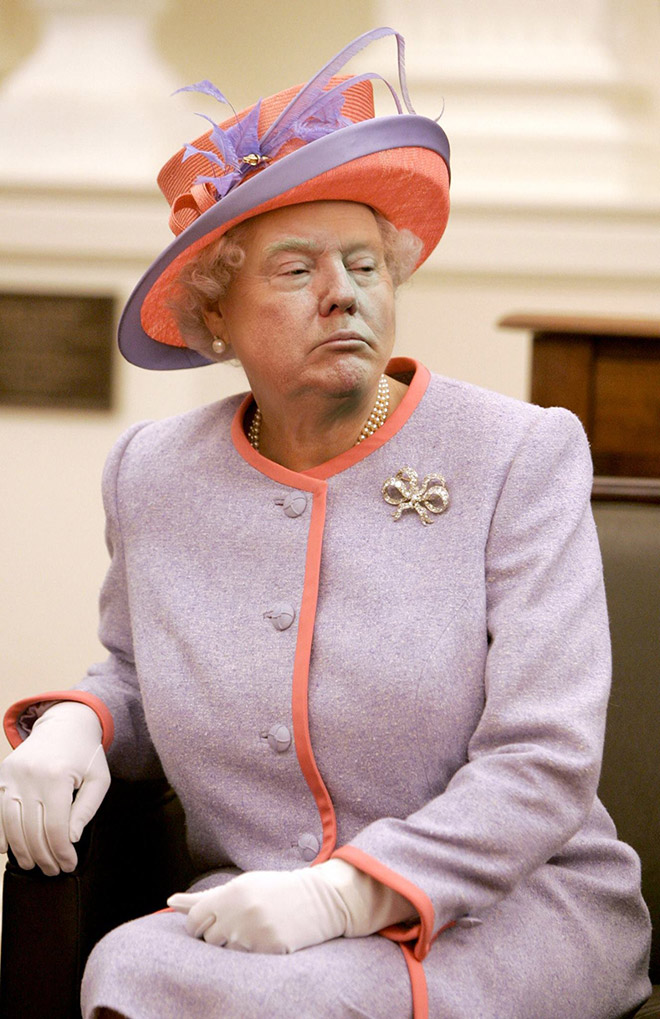 Trump photoshopped as Queen.