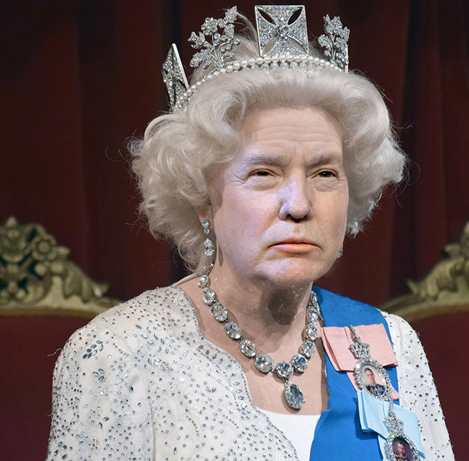 Trump photoshopped as Queen.