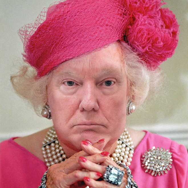Trump photoshopped as Queen.