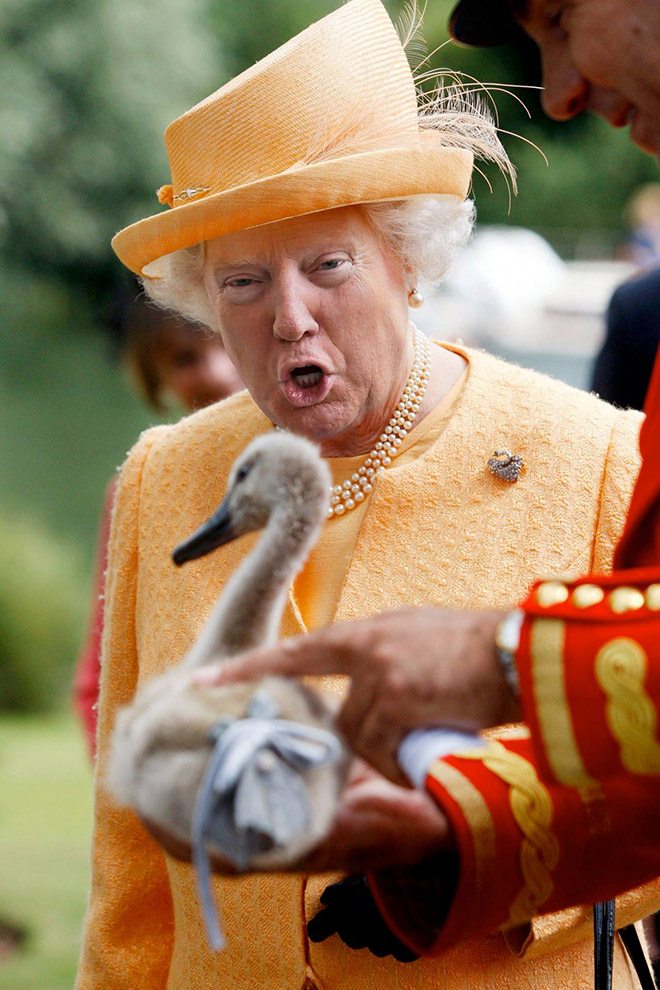 Trump photoshopped as Queen.