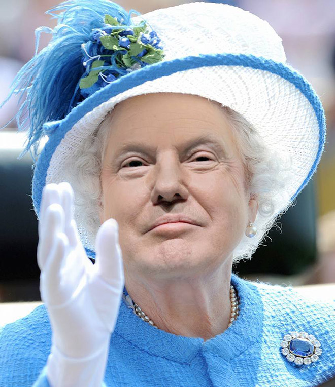 Trump photoshopped as Queen.