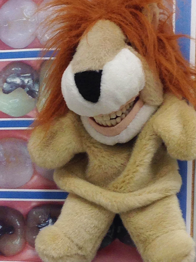 Creepy stuffed educational dentist toy for kids.