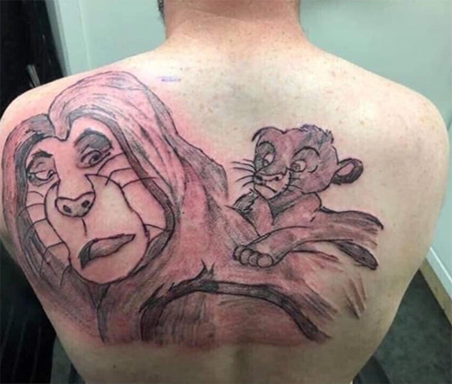 This is what happens when you try to save money on a tattoo.