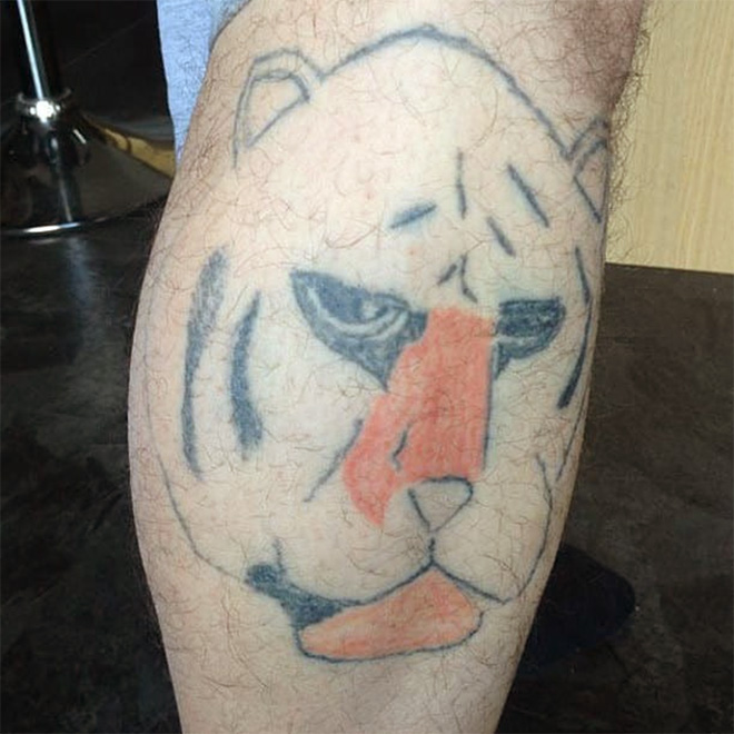 This is what happens when you try to save money on a tattoo.