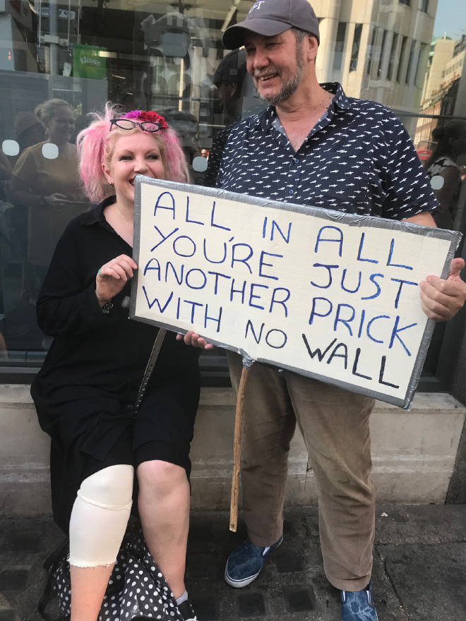Funny anti-Trump protest sign.