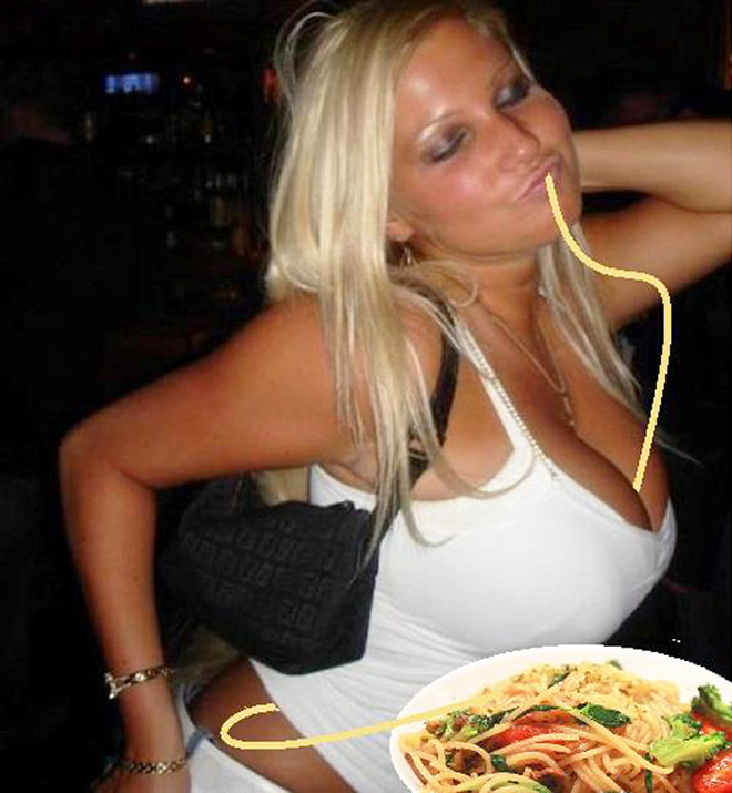 Tired of seeing duckface selfies on Instagram? Just add spaghetti! Once again, pasta fixes everything!