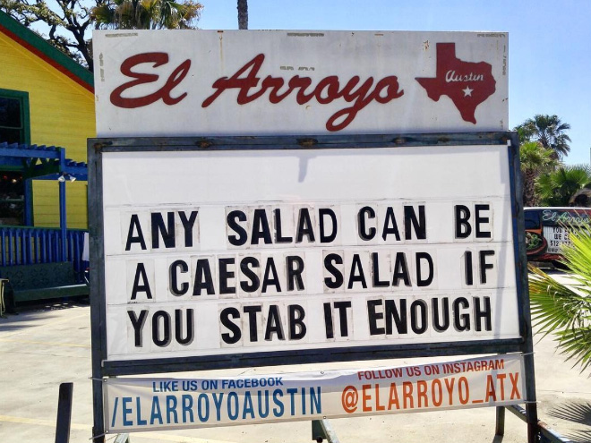 Funny restaurant sign.