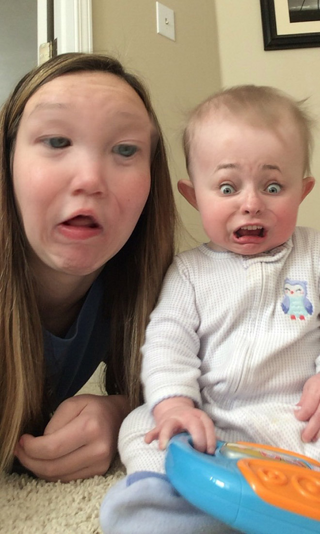 Baby face swap app horror show.