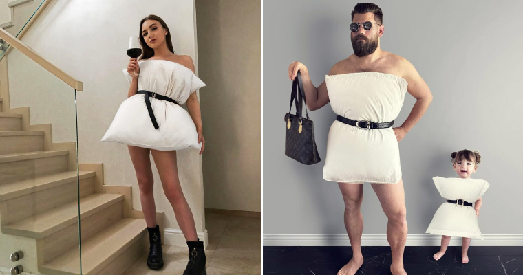 The Pillow Dress Challenge Is Quarantine's Easiest, Strangest Viral Trend