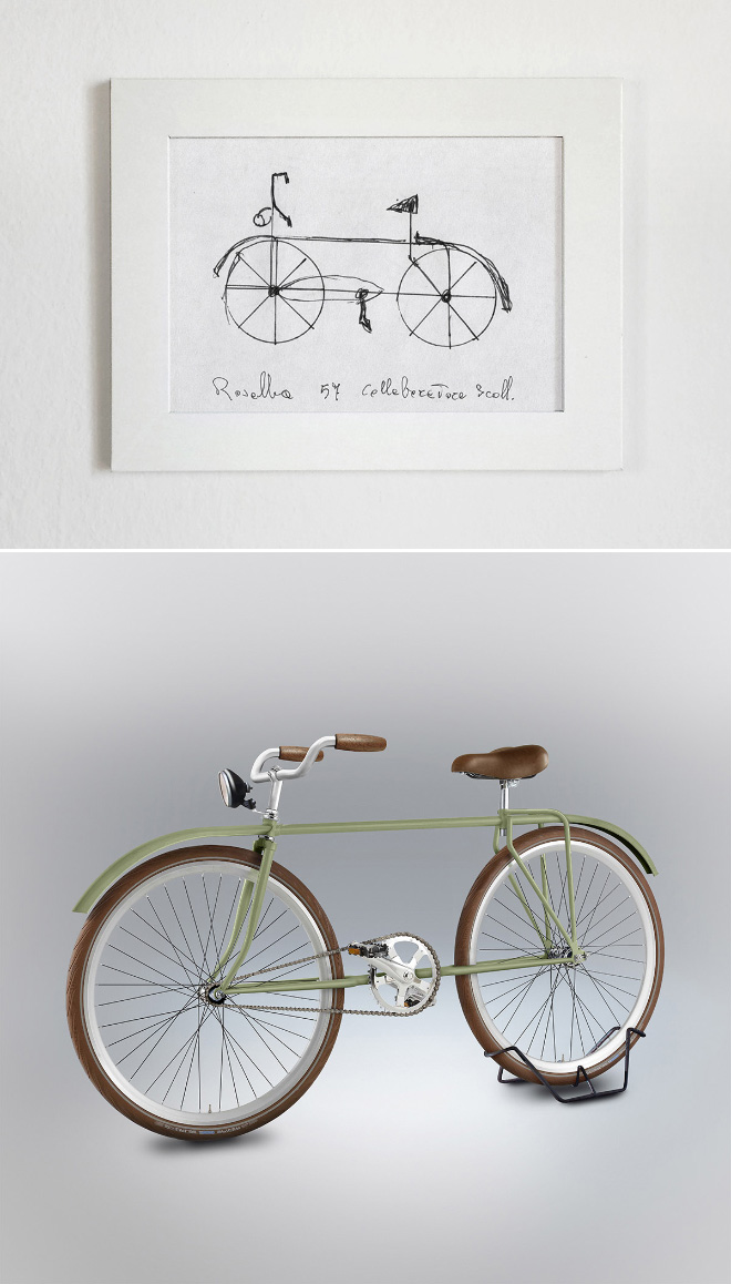 Drawing made from memory recreated as a real bicycle.