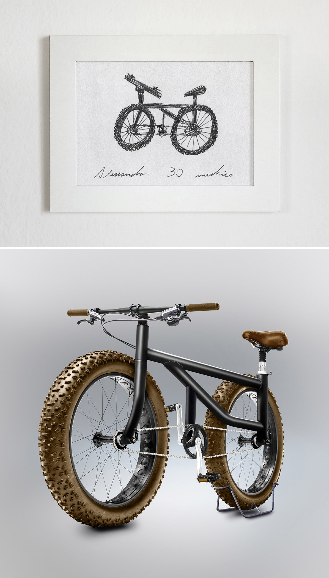 Drawing made from memory recreated as a real bicycle.