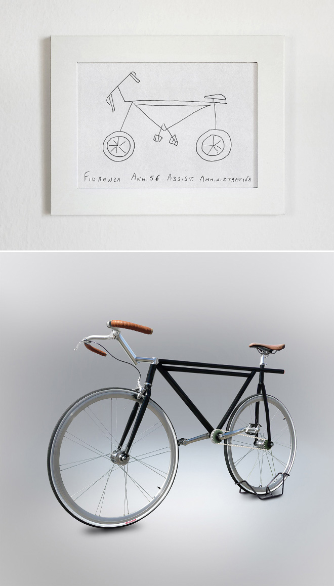 Drawing made from memory recreated as a real bicycle.