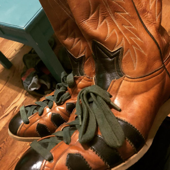 Cowboy boot sneakers.