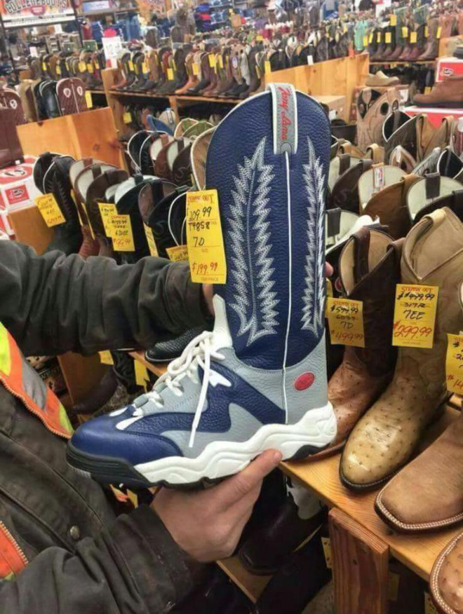Cowboy boot sneakers.