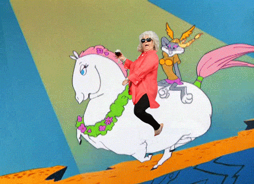 Paula Deen riding things.