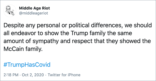 Despite any personal or political differences, we should all endeavor to show the Trump family the same amount of sympathy and respect that they showed the McCain family.