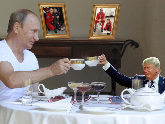 Little Donald and Papa Putin.