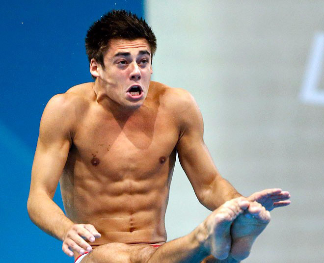 Olympic diving face.