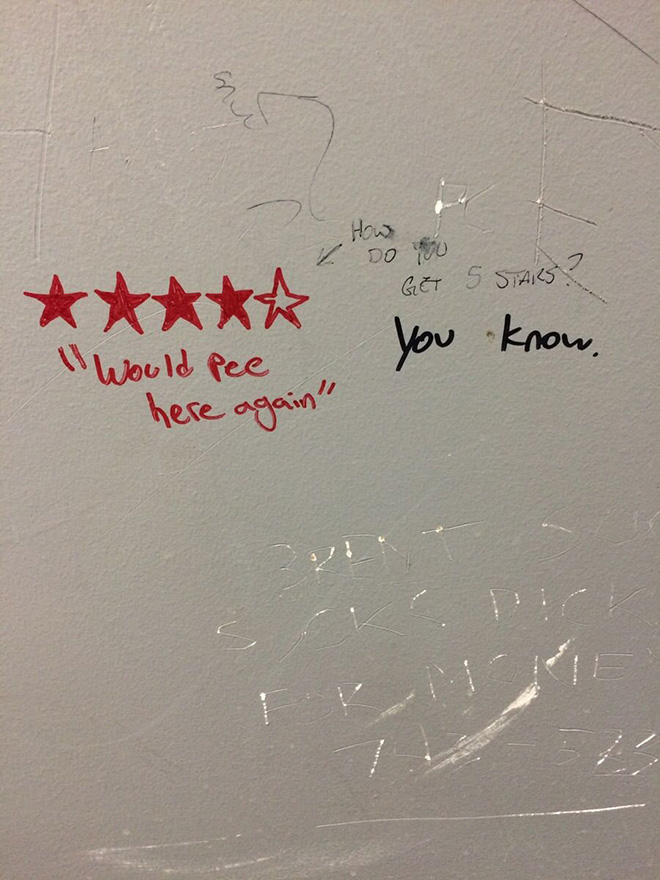 Funny toilet graffiti.