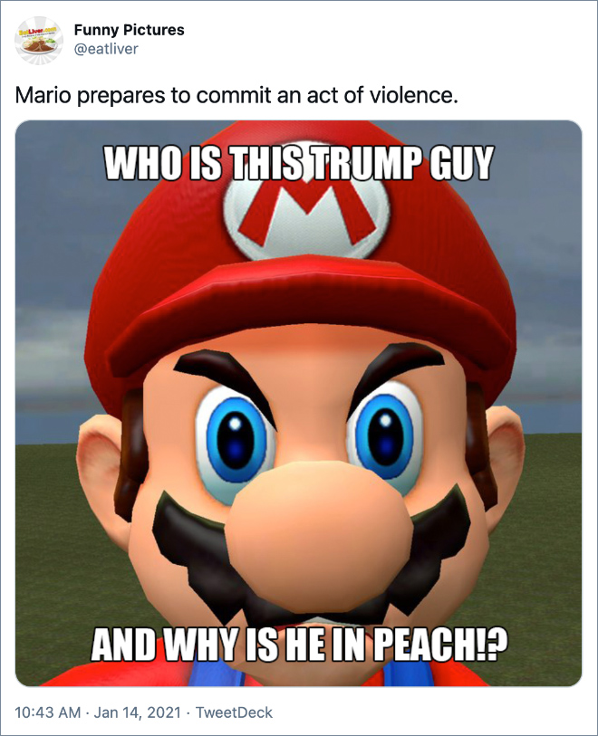 Mario prepares to commit an act of violence.