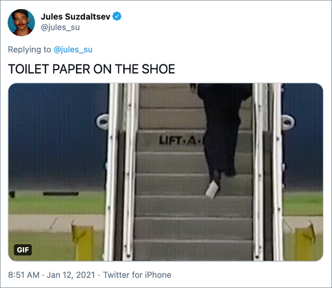 TOILET PAPER ON THE SHOE