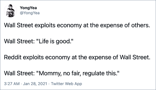 Wall Street: "Mommy, no fair, regulate this."