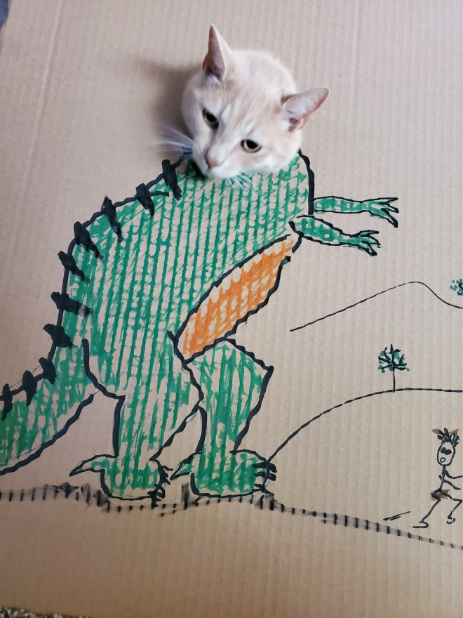 Cardboard cat dinosaurs are the best dinosaurs.