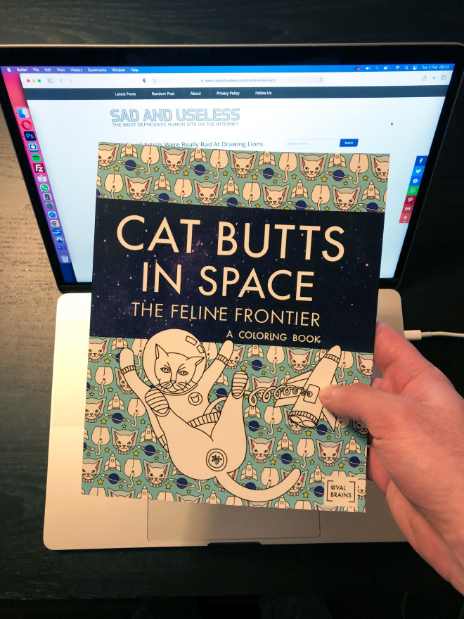 "Cat Butts In Space Coloring Book" by Val Brains