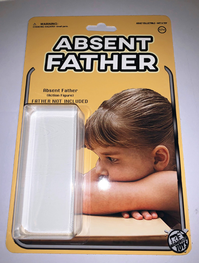 Absent father action figure.
