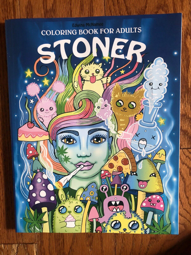 Stoner Coloring Book is the perfect way to settle down and chillax for the evening so grab some "buds", some junk food and get lost in this trippy psychedelic dream.