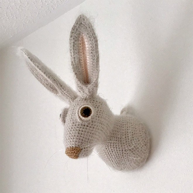 Animal-friendly crochet taxidermy.