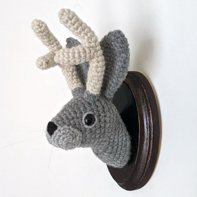 Animal-friendly crochet taxidermy.