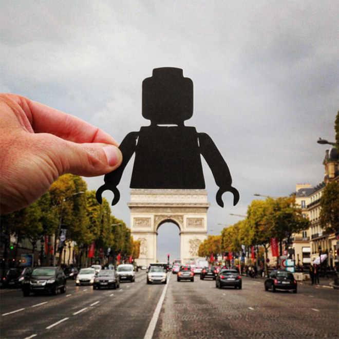 Using paper cutout to transform a landmark.