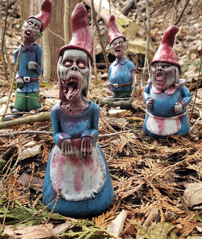 Zombie garden gnomes.