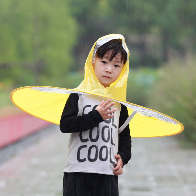 Yellow UFO raincoat.