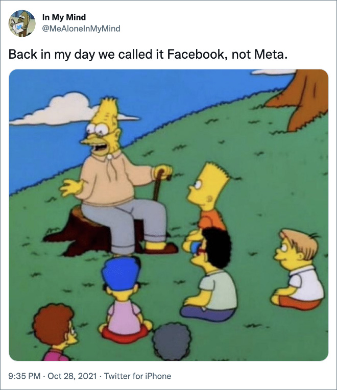 Back in my day we called it Facebook, not Meta.