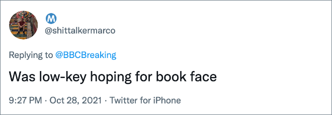 Was low-key hoping for book face