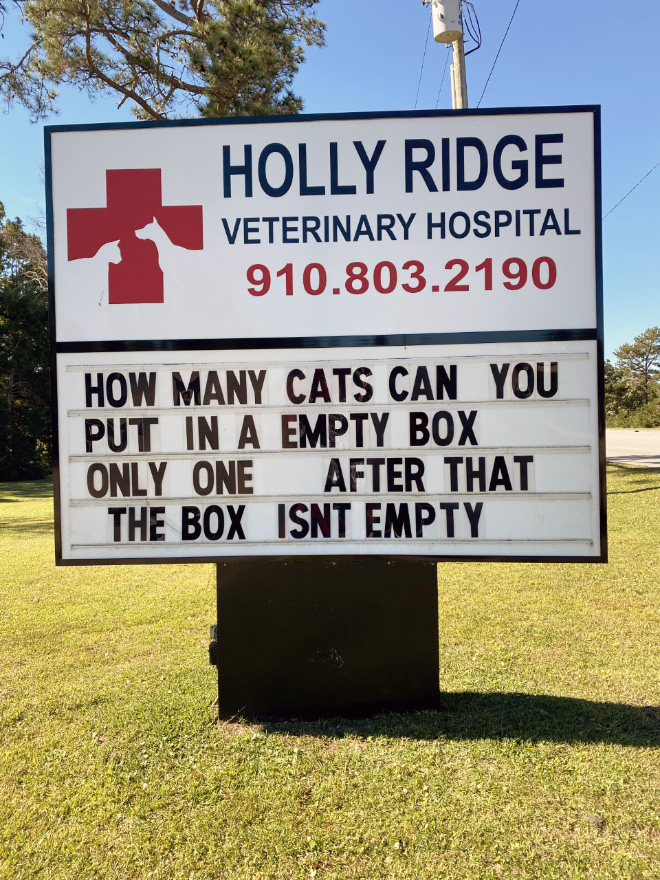 Funny vet outdoor sign.