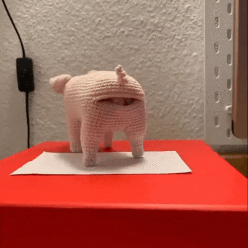 Crocheted pig moma.