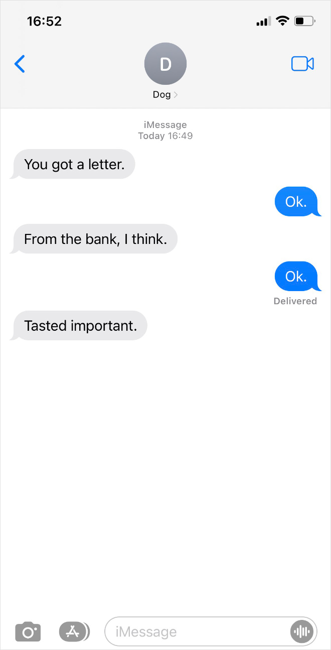A text from my dog.